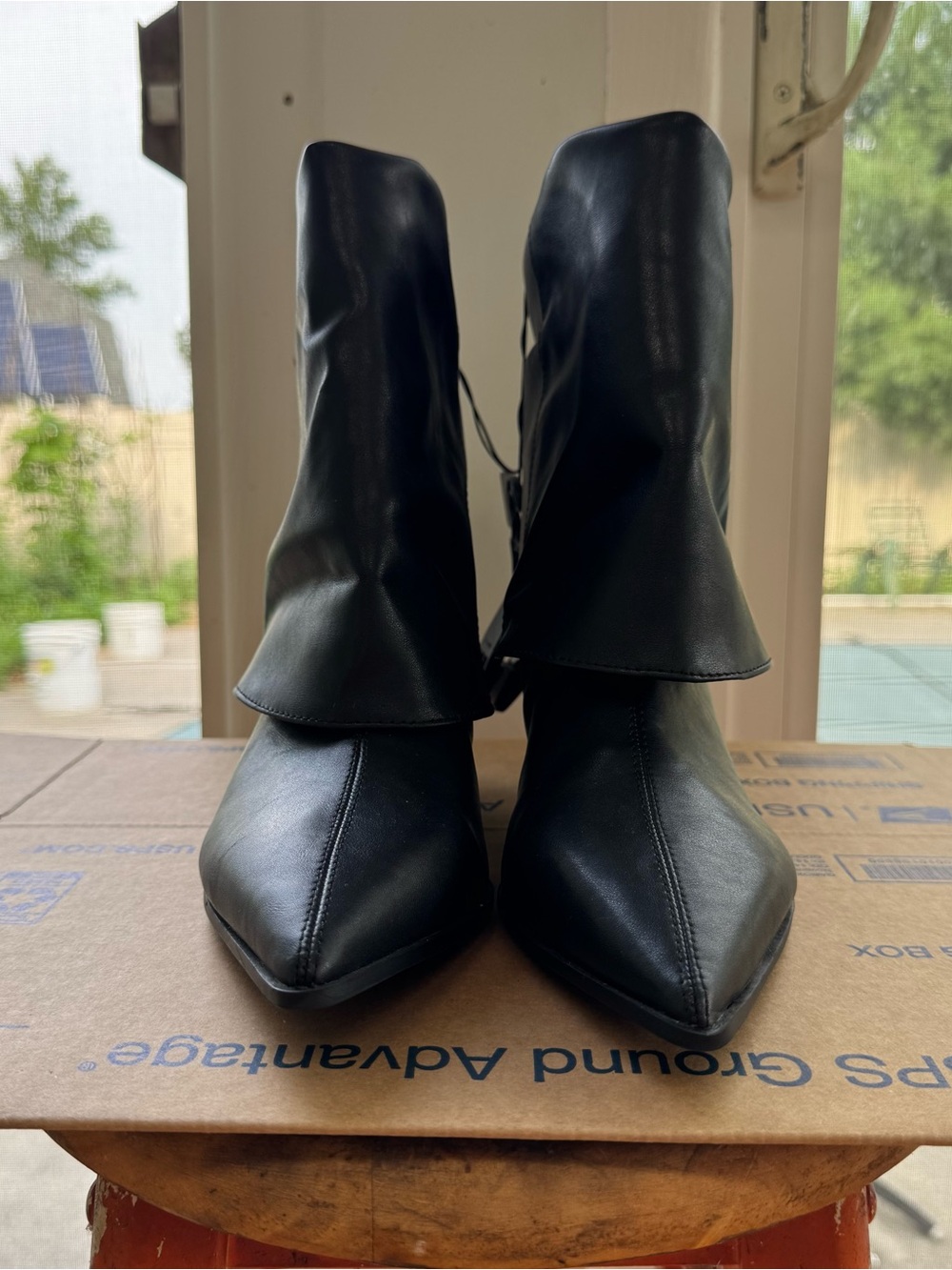 Time and Tru Fold Over Kitten Heel Ankle Boots Women’s 6 Black Memory Foam New - Picture 7 of 16